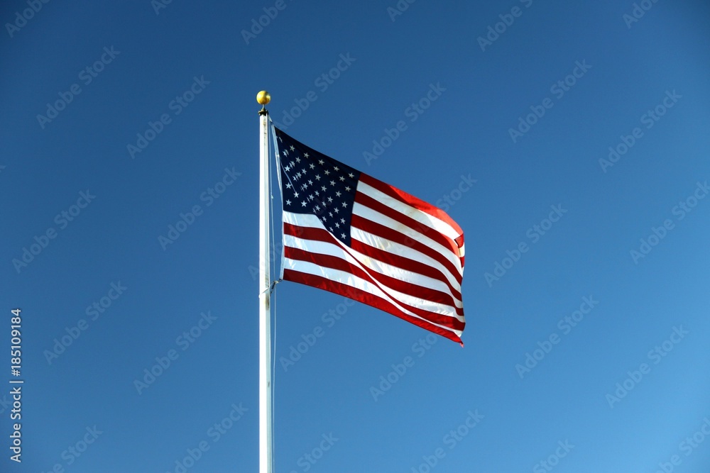 US Flag in front of a blue Sky - San Francisco - USA