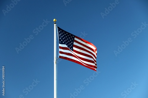 US Flag in front of a blue Sky - San Francisco - USA
