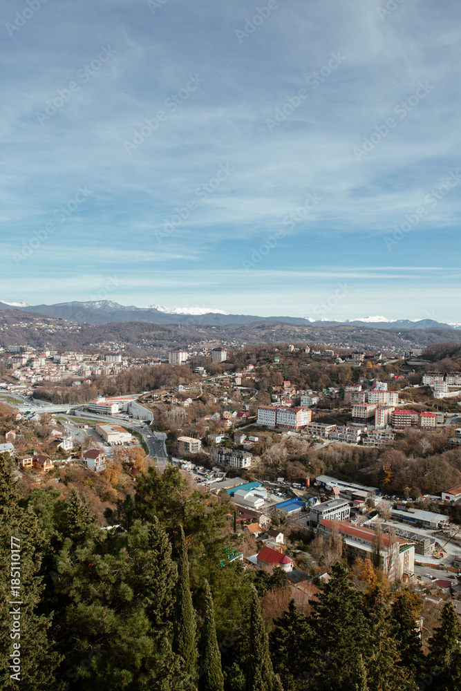 city of Sochi in the winter. view from the survey platform