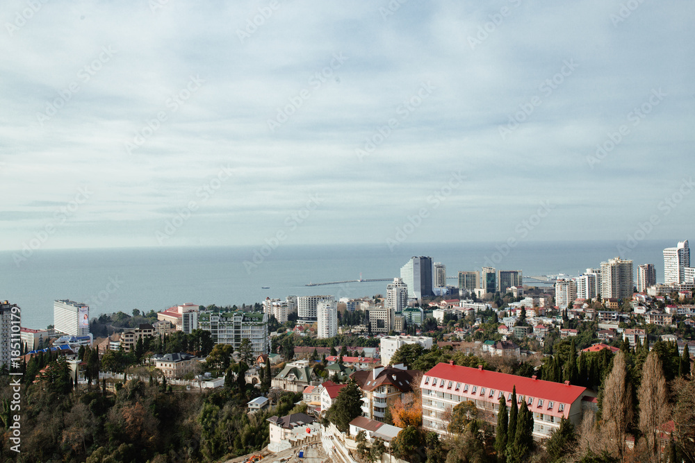 city of Sochi in the winter. view from the survey platform