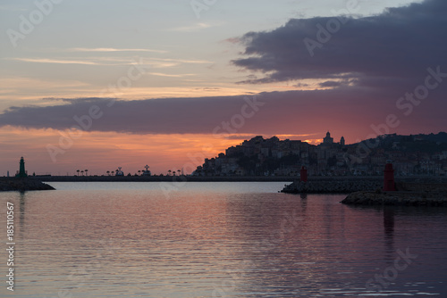 Sunset silhouette city