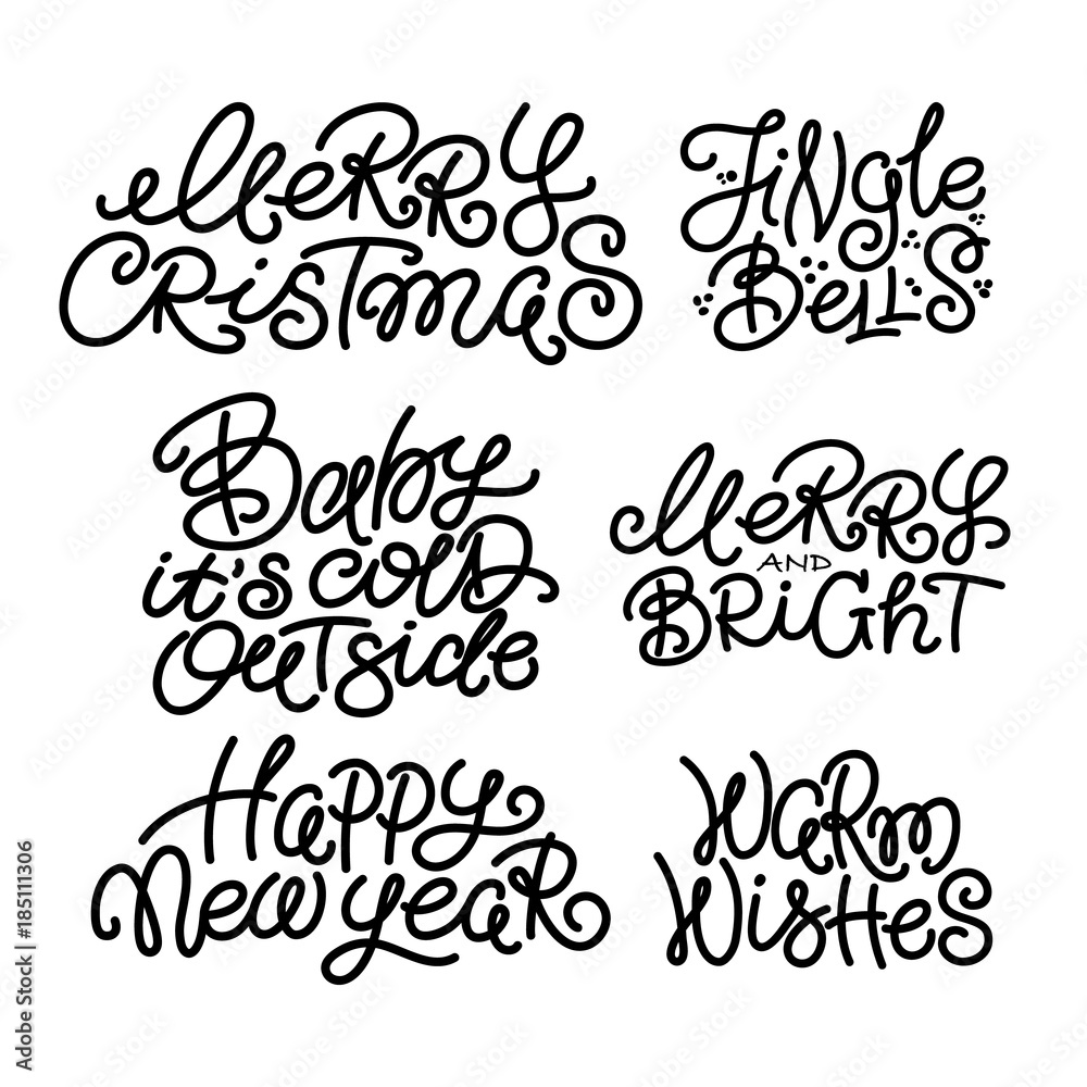 Set of typical Christmas, New Year, winter quotes Set of typical Christmas, New Year, winter quotes