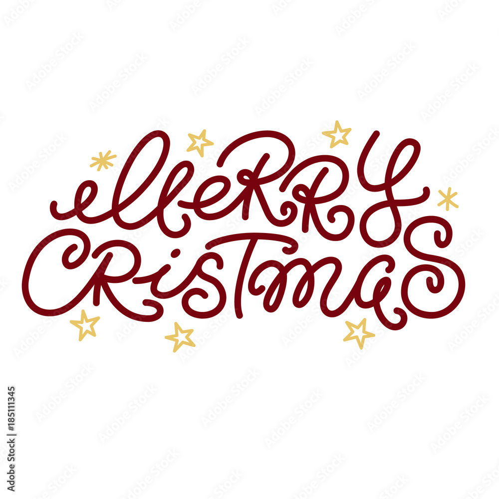 Merry Christmas greeting text and doodle stars