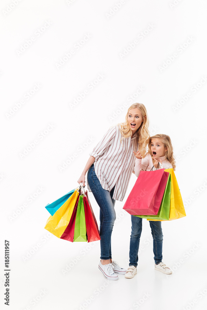 Full length portrait of a shocked mother