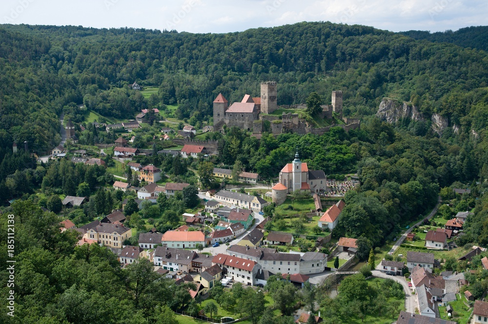 Castle and town  Hardegg in the  National Park Thaya Valley, Lower Austria