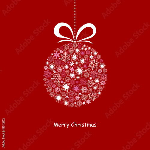 Merry Christmas card with with snowflakes in the form of a Christmas ball, vector illustration