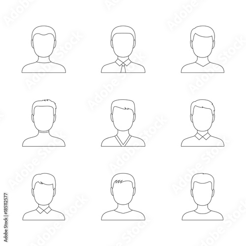 Set of outline icons of men, vector illustration