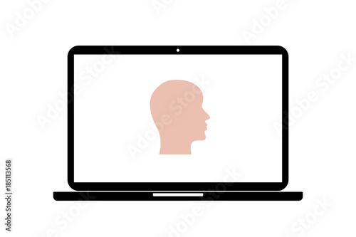 Laptop - Kopf im Profil