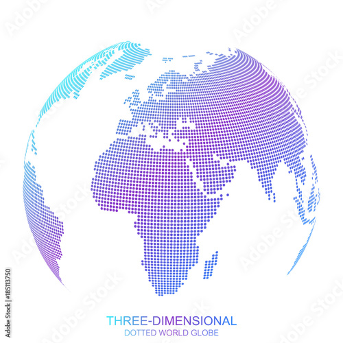 Three-dimensional abstract background planet. Dotted world globe, vector illustration.