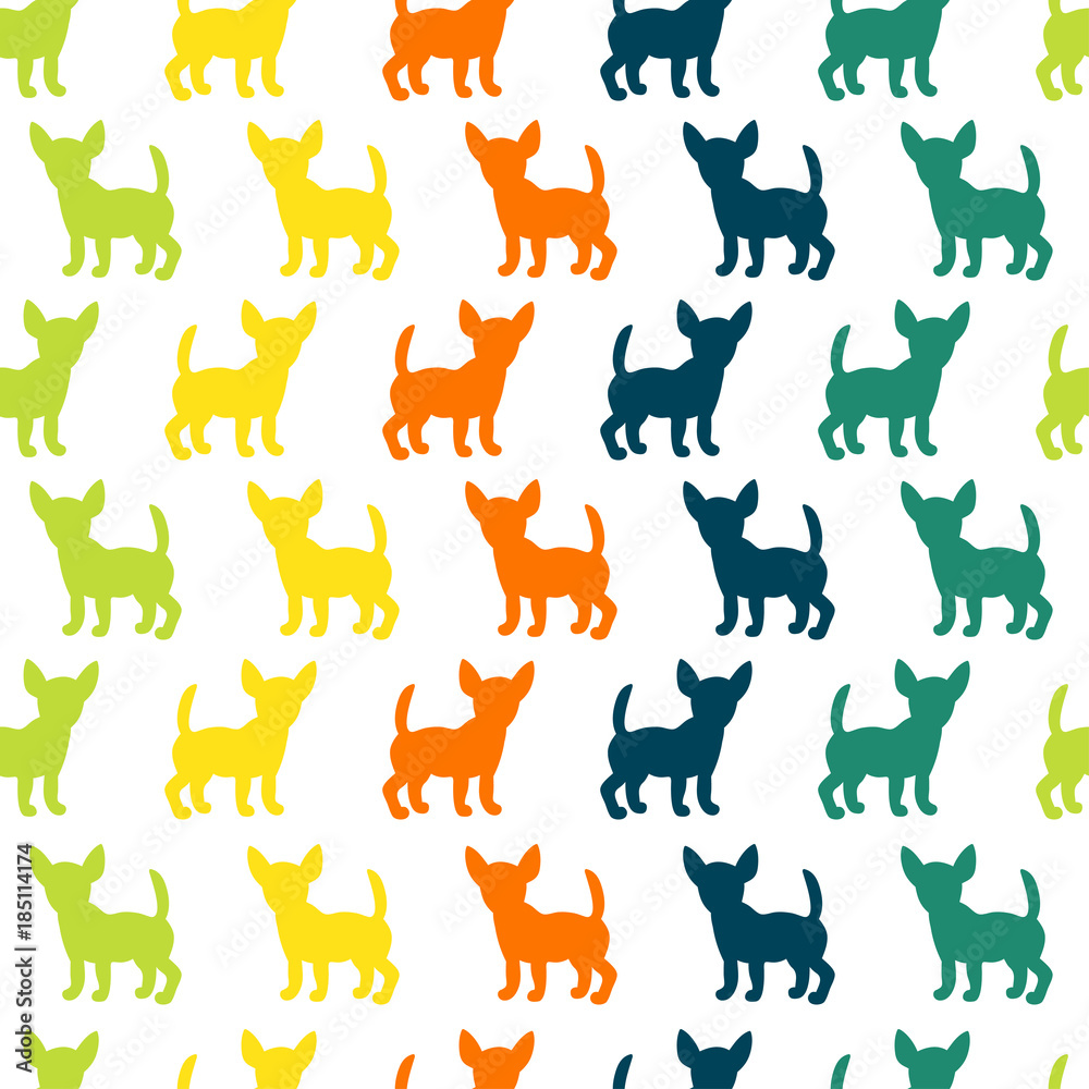 Seamless pattern with dog silhouettes. Texture for wallpaper, fills, web page background.