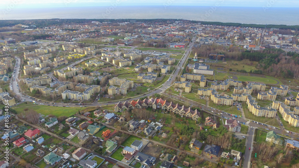 Palanga city view from above in winter