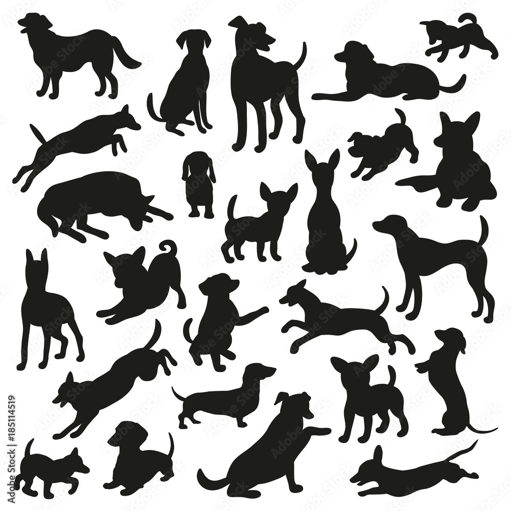 Set of dogs silhouette. Vector illustration for your cute design.