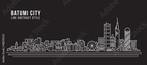 Cityscape Building Line art Vector Illustration design - Batumi city