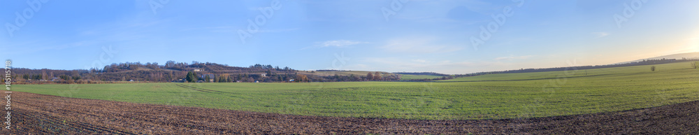 panoramic view of field in wintertime in Thuringia