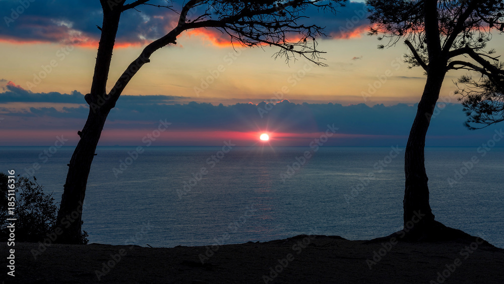 Nice sunrise landscape of the Spanish coastal in Costa Brava Nice sunrise landscape of the Spanish coastal in Costa Brava