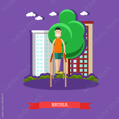 Parallel bars exercises flat vector illustration