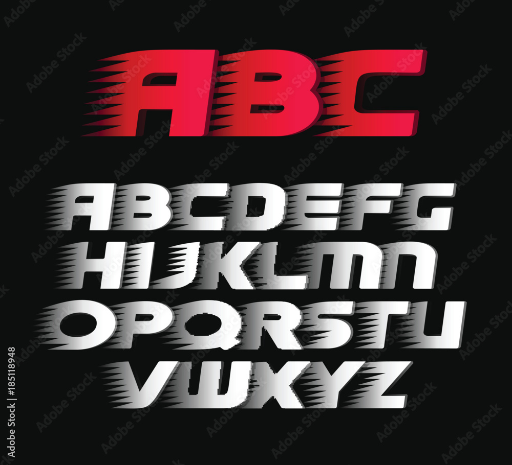 Sport vector font. Alphabet bold italics letters, white and red symbols. Sport vector font. Alphabet bold italics letters, white and red symbols.