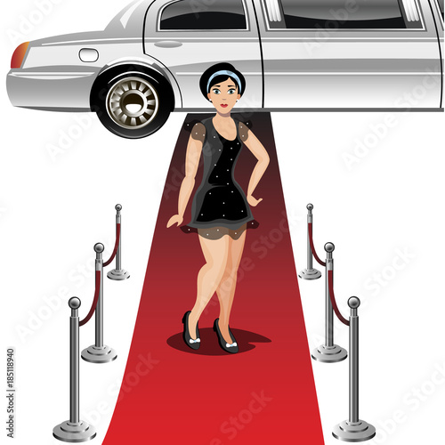 Woman in black dress on Red carpet