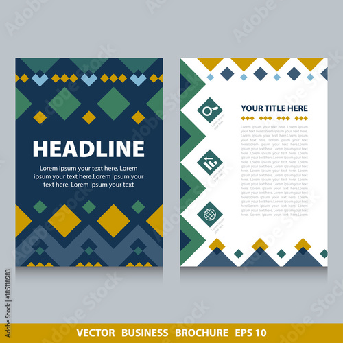 Vector flyers brochure with rhombs and icons.