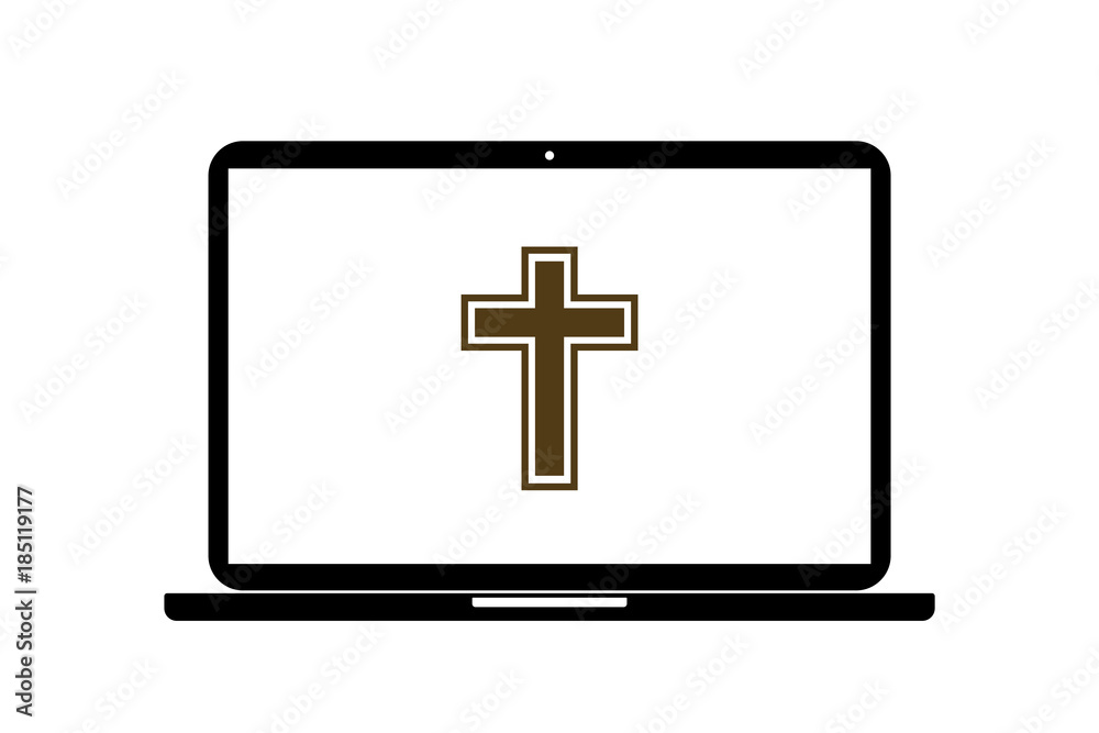 Fototapeta premium Laptop - Kreuz - Glaube