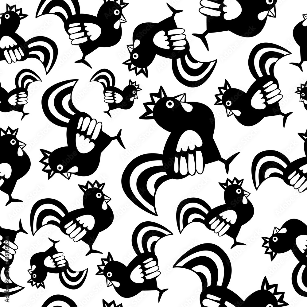 Obraz premium Seamless pattern with roosters. Can be used for textile, website background, book cover, packaging.