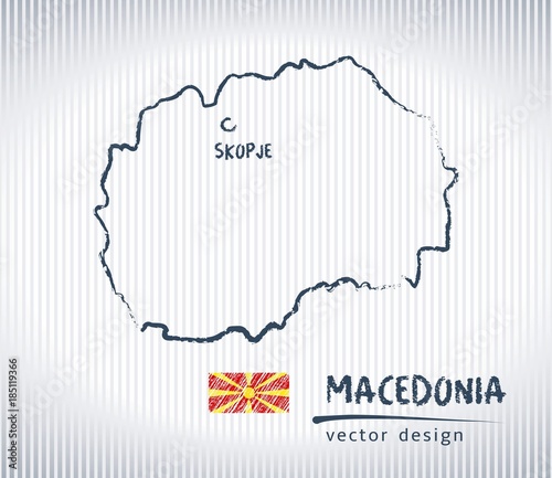 Macedonia  vector chalk drawing map isolated on a white background
