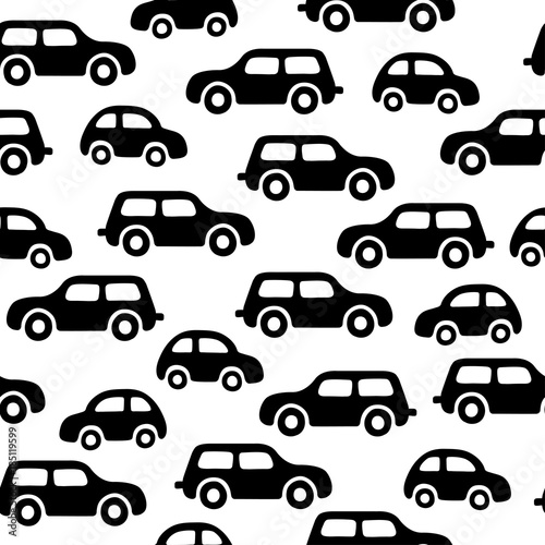 Fototapeta Naklejka Na Ścianę i Meble -  Doodle cars background. Can be used for textile, website background, book cover, packaging.