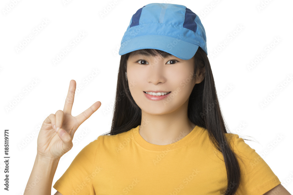 Portrait of a Chinese American woman isolated on white background Portrait of a Chinese American woman isolated on white background
