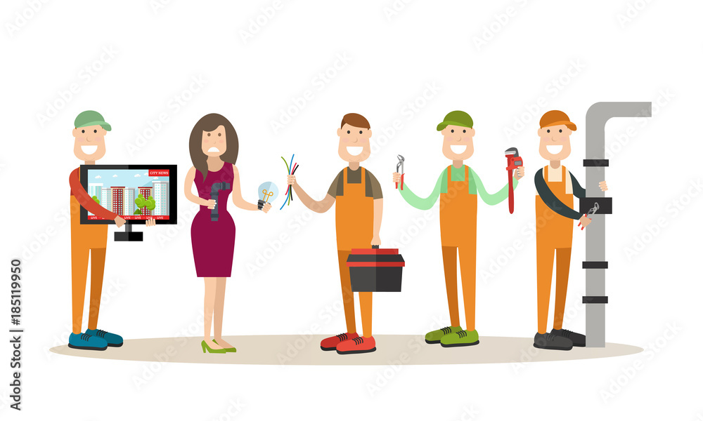 Professional workers vector illustration in flat style Professional workers vector illustration in flat style