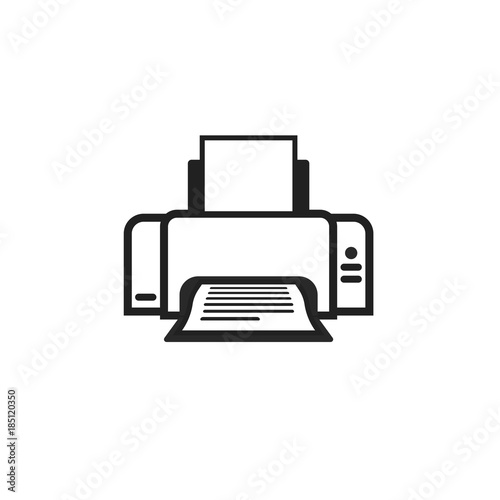 Printer icon vector symbol, line outline style ink-jet or laser-jet black and white pictogram isolated on white, copier machine or laser jet with paper printed © vladwel