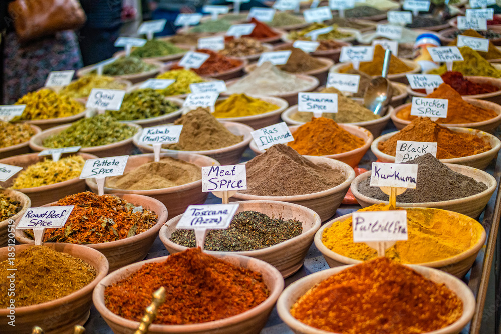 Fototapeta premium Spices at the market in the old city Jerusalem, Israel.