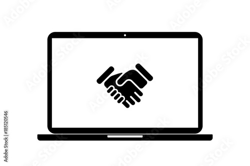 Laptop - Händeschütteln