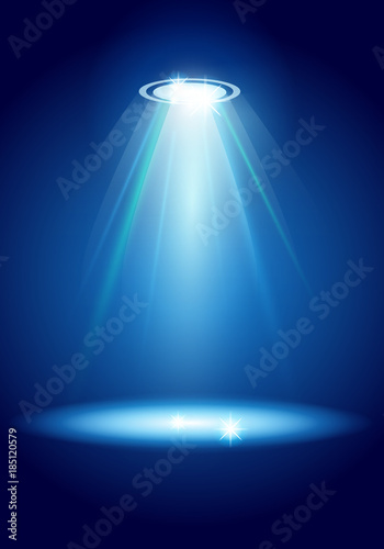 Vector Illustration Magic Spotlights with Blue rays and glowing effect