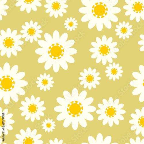 Beauty in nature, daisy seamless pattern vector. Sweet and lovely nature on gold color.