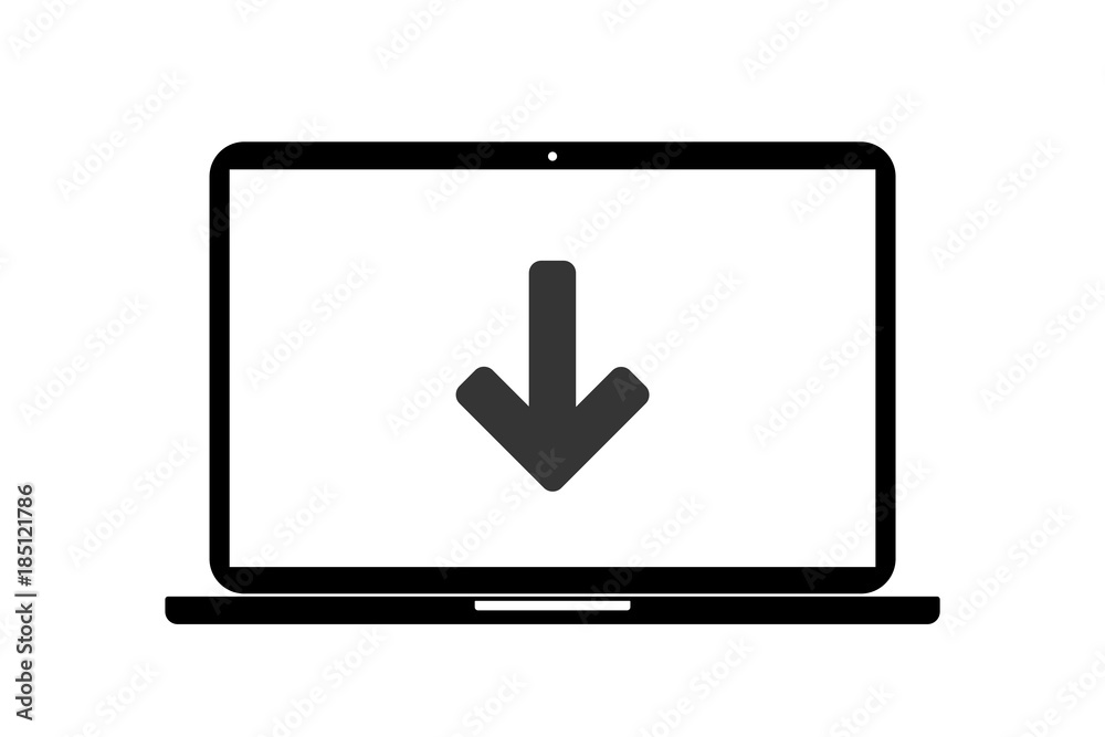 Laptop - Pfeil unten - Hinweis Laptop - Pfeil unten - Hinweis