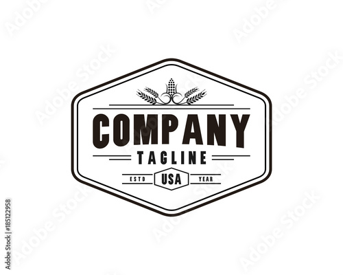 Hexagon Grain and Corn Company Logo Vintage