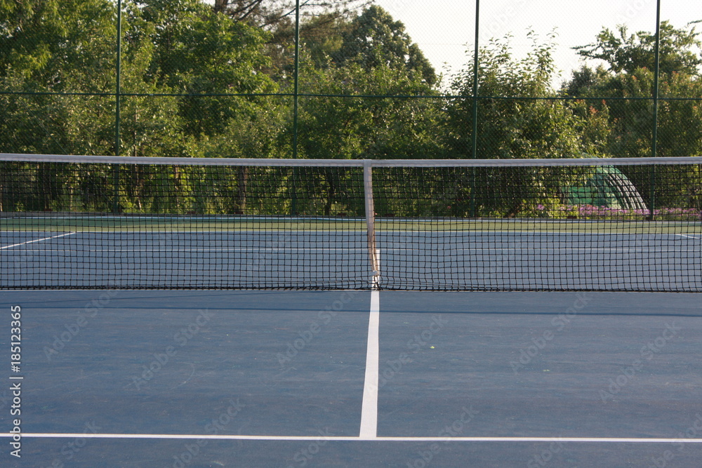 A blue tennis court 