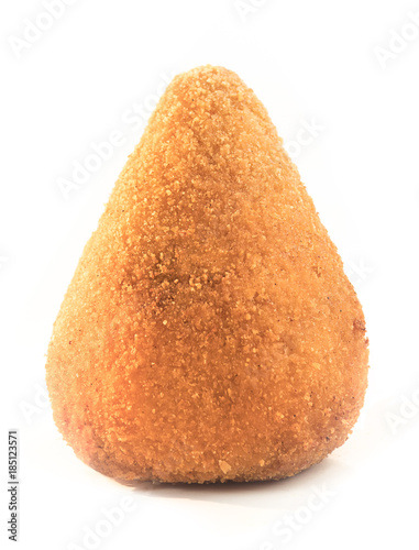 Arancino, typical rice Sicilian street food isolated on white bacgkround photo