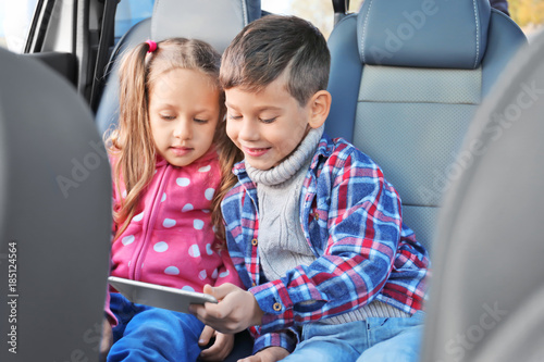 Cute children in car