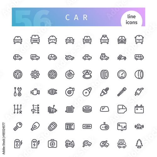 Car Line Icons Set