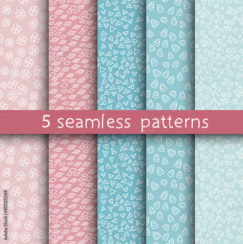 5 universal patterns for your background. Can be used for textile, website background, book cover, packaging.
