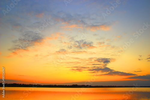 Beautiful sunset colors over flooded field © Simun Ascic