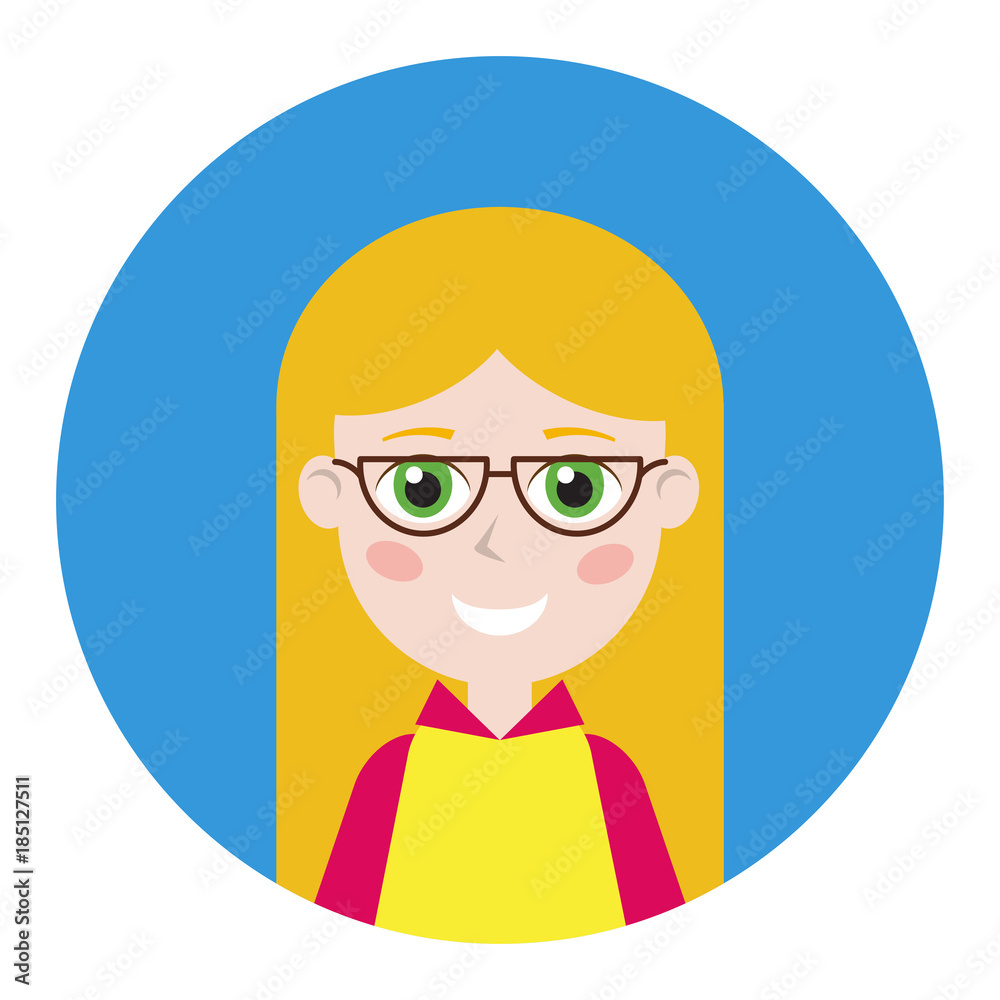 Female icon for avatar. It can be used as - logo, pictogram, icon, infographic element