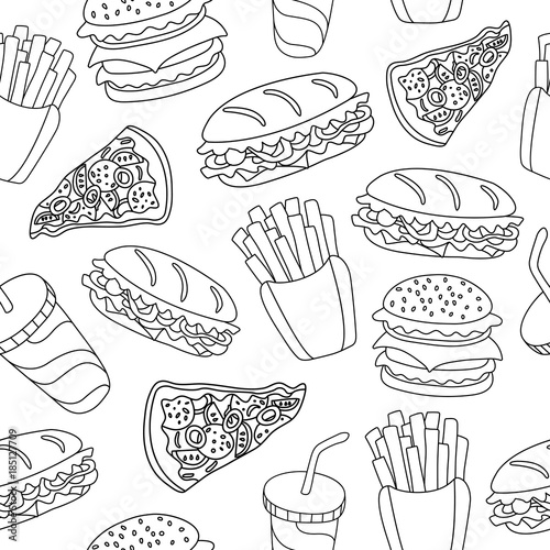 Fast food pattern. Can be used for textile, website background, book cover,  packaging. Stock Vector | Adobe Stock