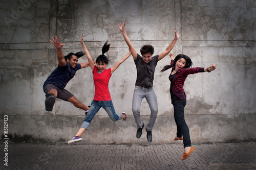 Asian People Jumping