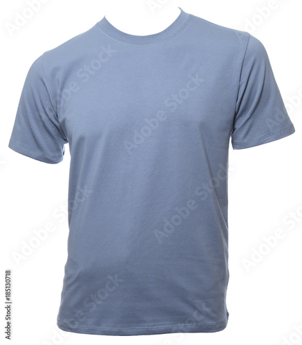 Blue shortsleeve cotton tshirt template isolated