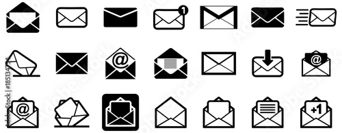 Black emails vector icon pack