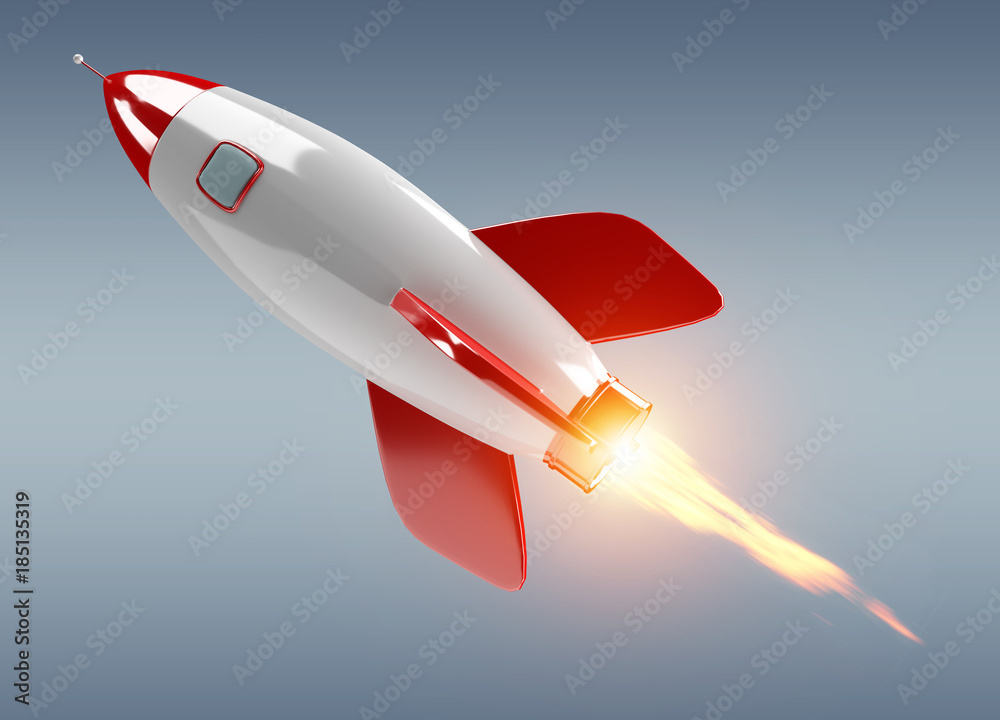 Isolated modern digital rocket 3D rendering Isolated modern digital rocket 3D rendering