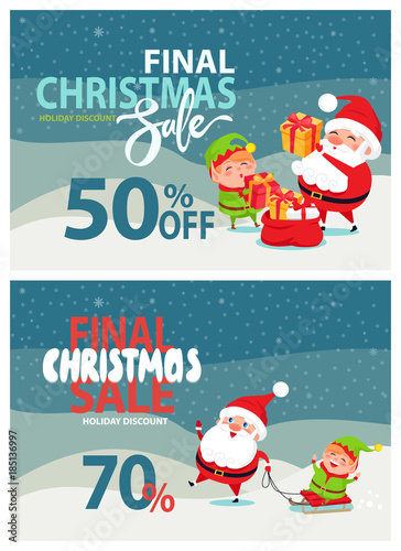 Final Christmas Sale Advertising, Santa Claus, Elf