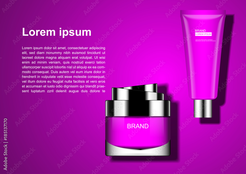 Anti-aging products with shade on violet background